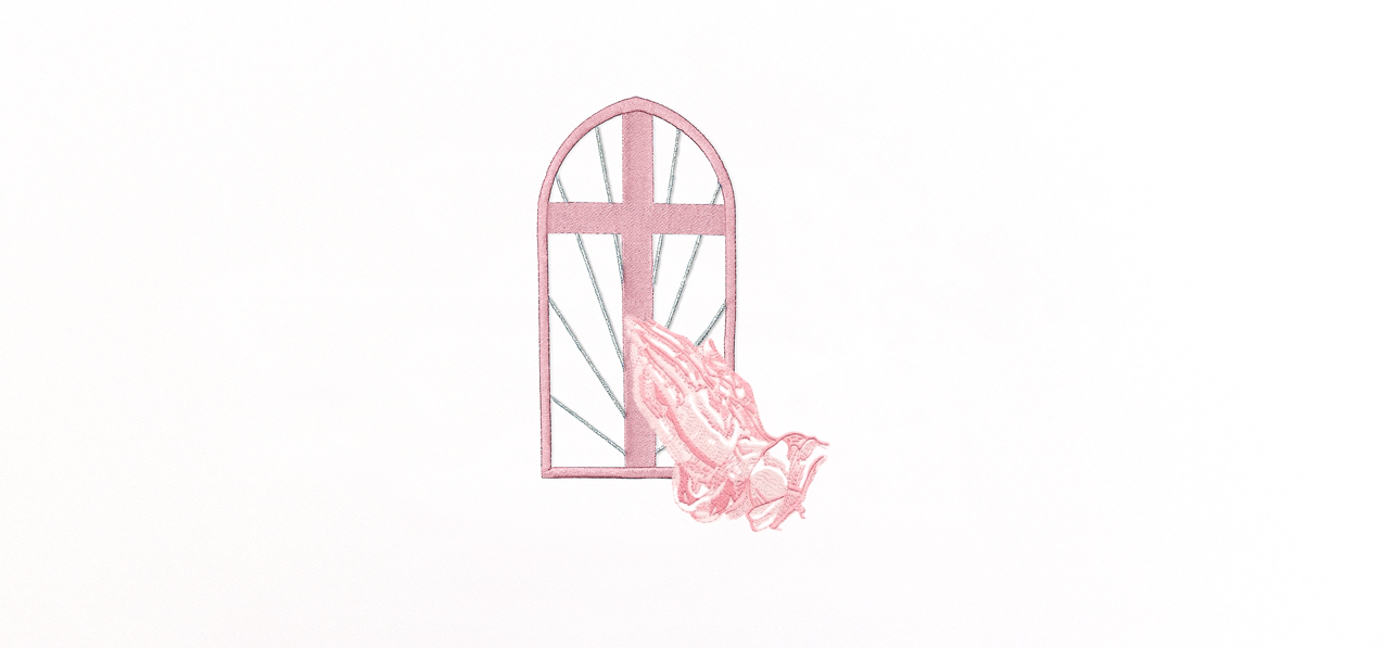 Church Window Hands Pink-White Faux